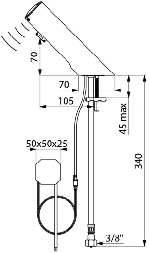 DELABIE Aquarotter TEMPOMATIC 4 Elektronik-Standventil f�r Waschanlagen, opto-elektronisch gesteuert mit Unterputznetzteil (440100)