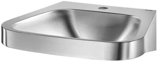 DELABIE Aquarotter Einzelwaschtisch FRAJU Edelstahl satiniert f�r Wandmontage fugenlos eingeschwei�tes Becken Armaturenbohrung 35mm ohne �berlauf (121430)