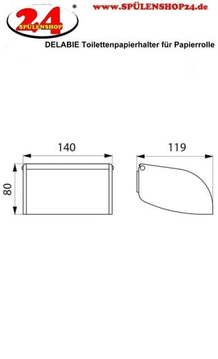 DELABIE Aquarotter Toilettenpapierhalter f�r Papierrolle Edelstahl Seidenglanz f�r die Aufputzmontage (510567)
