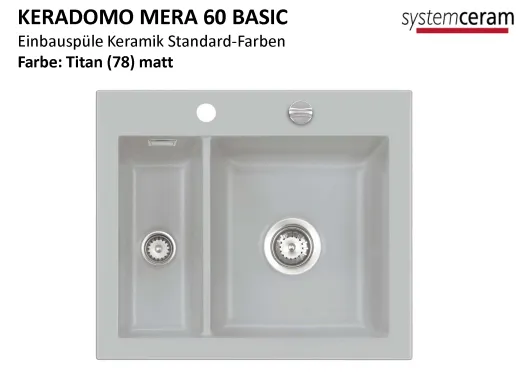 Systemceram KeraDomo MERA 60 Basic Keramiksple / Einbausple in Standardfarben fr die Kche