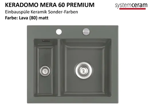 Systemceram KeraDomo MERA 60 Premium Keramiksple / Einbausple in Sonderfarben fr die Kche