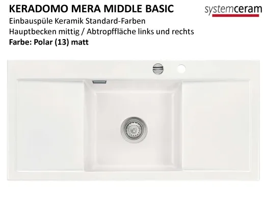 Systemceram KeraDomo Mera Middle Basic Keramiksple / Einbausple in Standardfarben fr die Kche