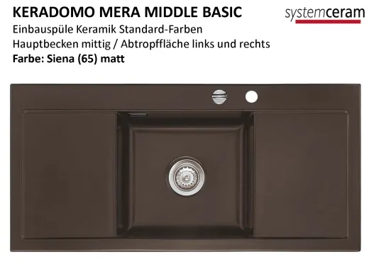 Systemceram KeraDomo Mera Middle Basic Keramiksple / Einbausple in Standardfarben fr die Kche