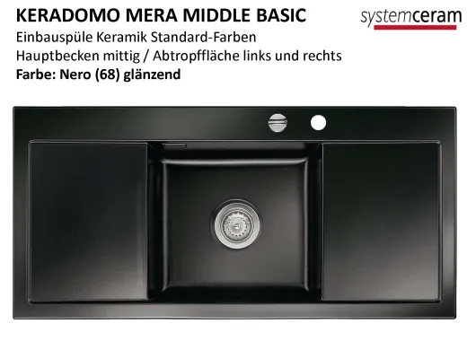 Systemceram KeraDomo Mera Middle Basic Keramiksple / Einbausple in Standardfarben fr die Kche