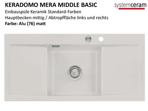 Systemceram KeraDomo Mera Middle Basic Keramiksple / Einbausple in Standardfarben fr die Kche