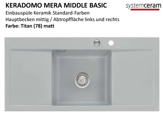Systemceram KeraDomo Mera Middle Basic Keramiksple / Einbausple in Standardfarben fr die Kche
