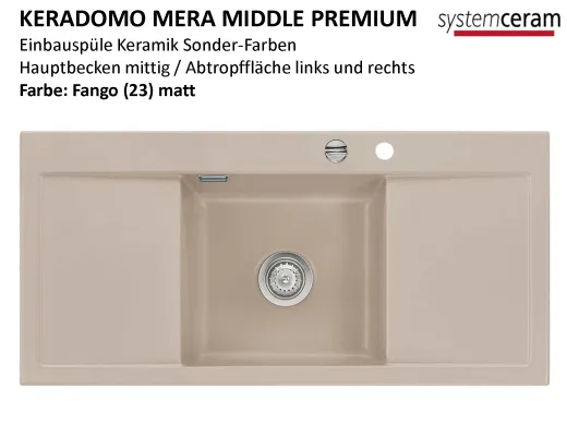 Systemceram KeraDomo Mera Middle Premium Keramiksple / Einbausple in Sonderfarben fr die Kche