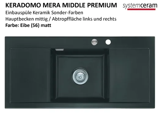 Systemceram KeraDomo Mera Middle Premium Keramiksple / Einbausple in Sonderfarben fr die Kche