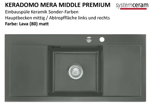 Systemceram KeraDomo Mera Middle Premium Keramiksple / Einbausple in Sonderfarben fr die Kche