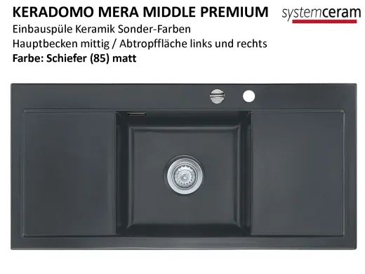 Systemceram KeraDomo Mera Middle Premium Keramiksple / Einbausple in Sonderfarben fr die Kche