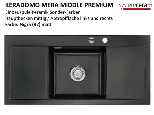 Systemceram KeraDomo Mera Middle Premium Keramiksple / Einbausple in Sonderfarben fr die Kche
