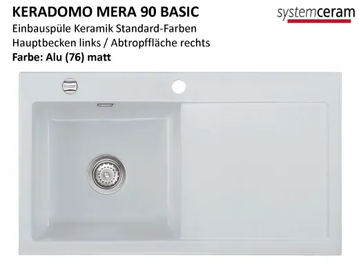 Systemceram KeraDomo MERA 90 Basic Keramiksple / Einbausple in Standardfarben fr die Kche