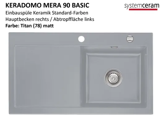 Systemceram KeraDomo MERA 90 Basic Keramiksple / Einbausple in Standardfarben fr die Kche