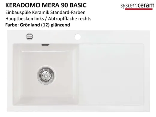 Systemceram KeraDomo MERA 90 Basic Keramiksple / Einbausple in Standardfarben fr die Kche
