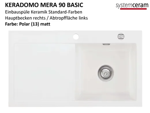 Systemceram KeraDomo MERA 90 Basic Keramiksple / Einbausple in Standardfarben fr die Kche