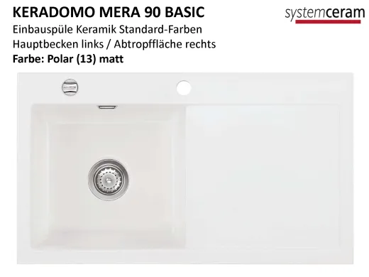 Systemceram KeraDomo MERA 90 Basic Keramiksple / Einbausple in Standardfarben fr die Kche