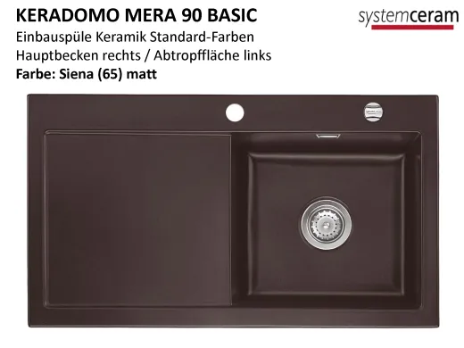 Systemceram KeraDomo MERA 90 Basic Keramiksple / Einbausple in Standardfarben fr die Kche