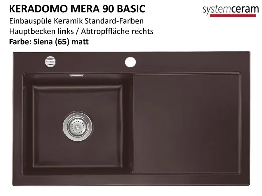 Systemceram KeraDomo MERA 90 Basic Keramiksple / Einbausple in Standardfarben fr die Kche