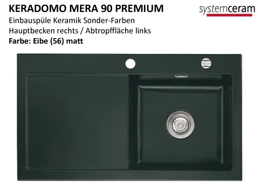 Systemceram KeraDomo MERA 90 Premium Keramiksple / Einbausple in Sonderfarben fr die Kche