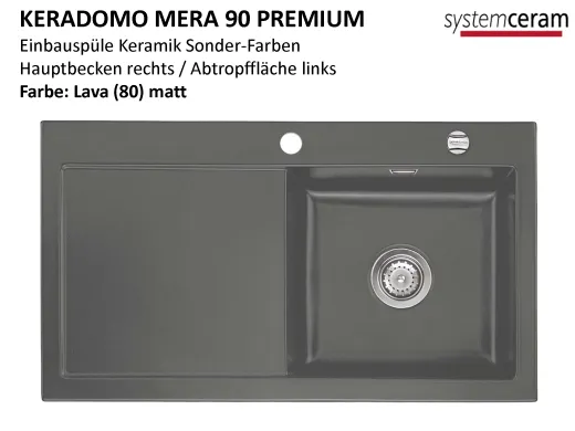 Systemceram KeraDomo MERA 90 Premium Keramiksple / Einbausple in Sonderfarben fr die Kche