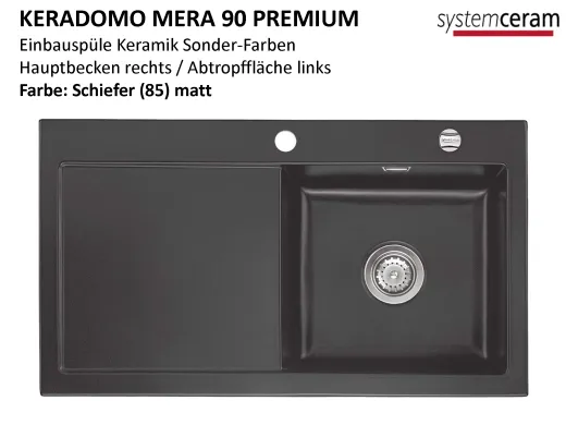 Systemceram KeraDomo MERA 90 Premium Keramiksple / Einbausple in Sonderfarben fr die Kche