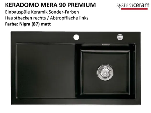 Systemceram KeraDomo MERA 90 Premium Keramiksple / Einbausple in Sonderfarben fr die Kche