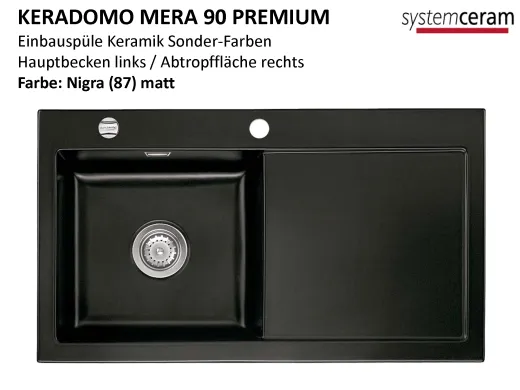 Systemceram KeraDomo MERA 90 Premium Keramiksple / Einbausple in Sonderfarben fr die Kche