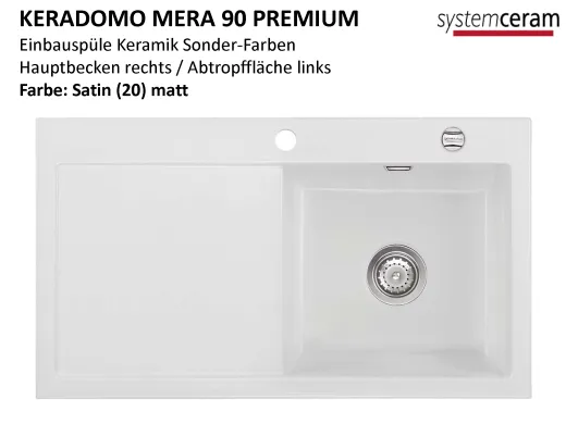 Systemceram KeraDomo MERA 90 Premium Keramiksple / Einbausple in Sonderfarben fr die Kche