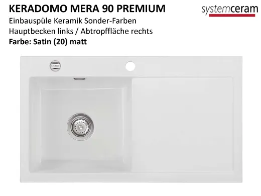 Systemceram KeraDomo MERA 90 Premium Keramiksple / Einbausple in Sonderfarben fr die Kche