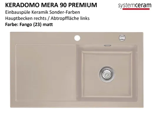 Systemceram KeraDomo MERA 90 Premium Keramiksple / Einbausple in Sonderfarben fr die Kche