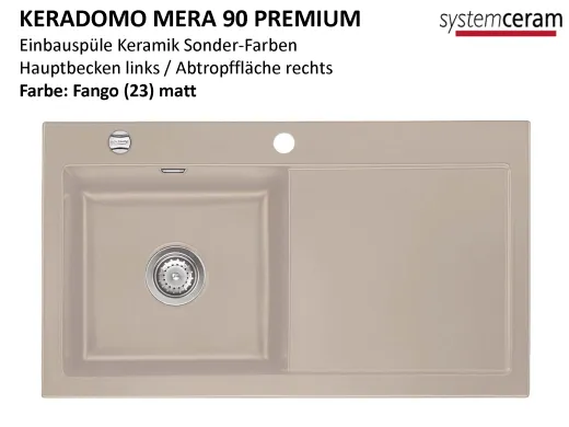 Systemceram KeraDomo MERA 90 Premium Keramiksple / Einbausple in Sonderfarben fr die Kche