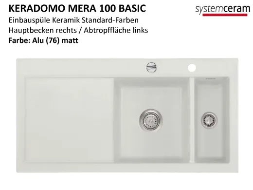 Systemceram KeraDomo MERA 100 Basic Keramiksple / Einbausple in Standardfarben fr die Kche