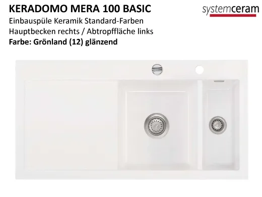 Systemceram KeraDomo MERA 100 Basic Keramiksple / Einbausple in Standardfarben fr die Kche