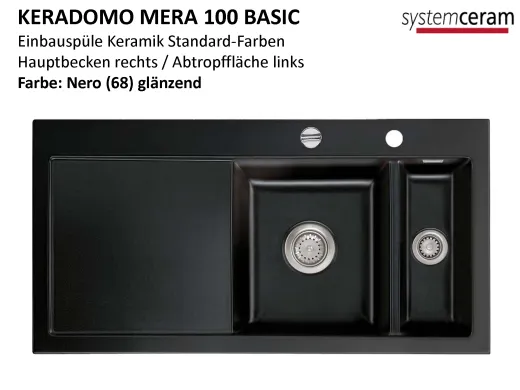 Systemceram KeraDomo MERA 100 Basic Keramiksple / Einbausple in Standardfarben fr die Kche