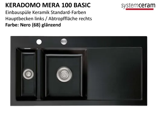 Systemceram KeraDomo MERA 100 Basic Keramiksple / Einbausple in Standardfarben fr die Kche