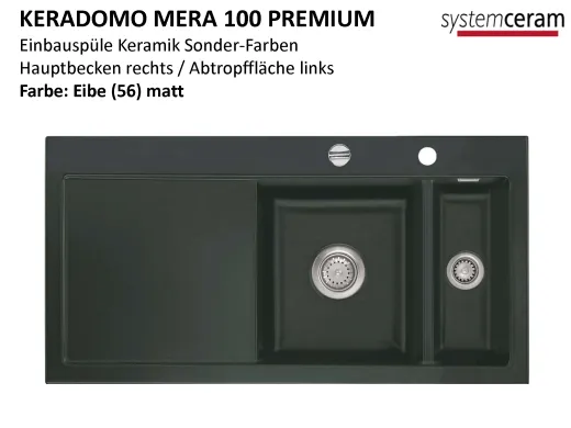 Systemceram KeraDomo MERA 100 Premium Keramiksple / Einbausple in Sonderfarben fr die Kche
