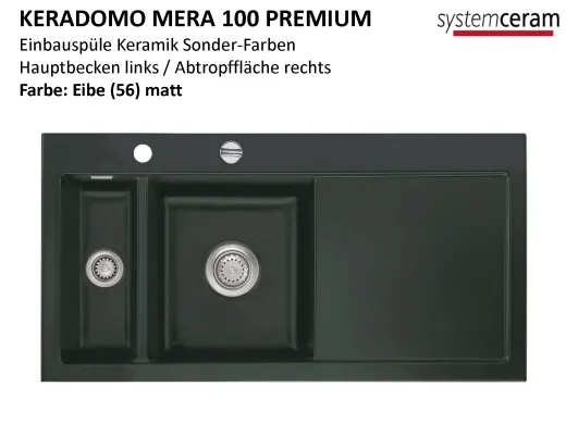 Systemceram KeraDomo MERA 100 Premium Keramiksple / Einbausple in Sonderfarben fr die Kche