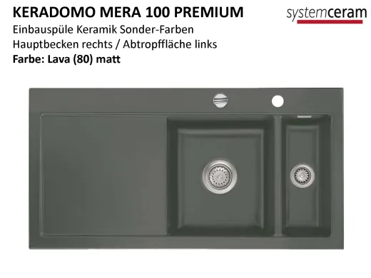 Systemceram KeraDomo MERA 100 Premium Keramiksple / Einbausple in Sonderfarben fr die Kche