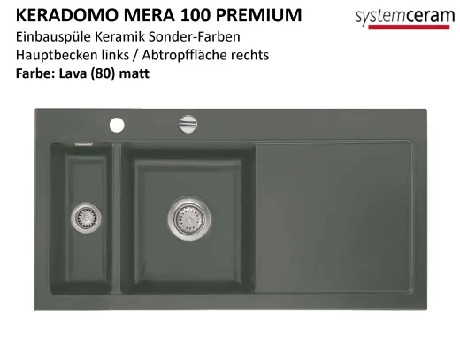 Systemceram KeraDomo MERA 100 Premium Keramiksple / Einbausple in Sonderfarben fr die Kche