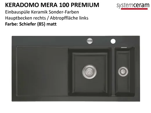 Systemceram KeraDomo MERA 100 Premium Keramiksple / Einbausple in Sonderfarben fr die Kche