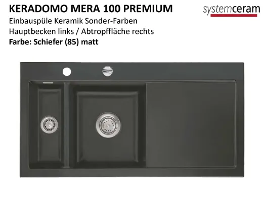 Systemceram KeraDomo MERA 100 Premium Keramiksple / Einbausple in Sonderfarben fr die Kche