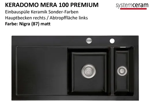 Systemceram KeraDomo MERA 100 Premium Keramiksple / Einbausple in Sonderfarben fr die Kche