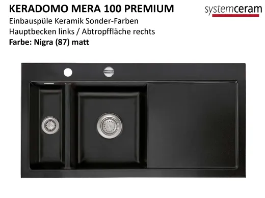 Systemceram KeraDomo MERA 100 Premium Keramiksple / Einbausple in Sonderfarben fr die Kche