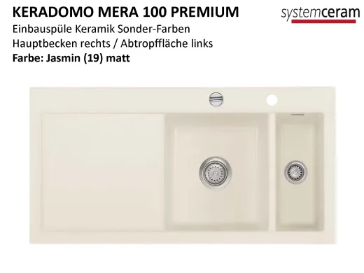 Systemceram KeraDomo MERA 100 Premium Keramiksple / Einbausple in Sonderfarben fr die Kche