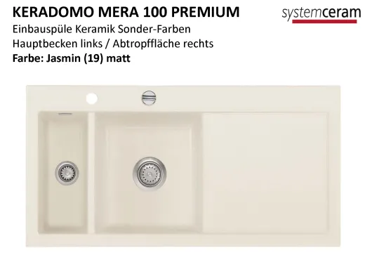 Systemceram KeraDomo MERA 100 Premium Keramiksple / Einbausple in Sonderfarben fr die Kche