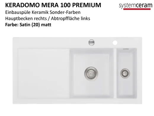 Systemceram KeraDomo MERA 100 Premium Keramiksple / Einbausple in Sonderfarben fr die Kche