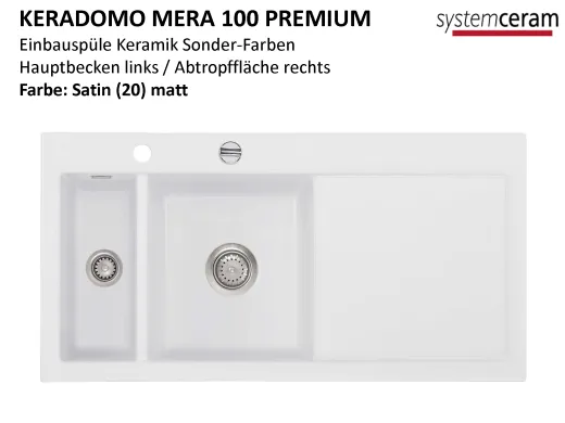 Systemceram KeraDomo MERA 100 Premium Keramiksple / Einbausple in Sonderfarben fr die Kche