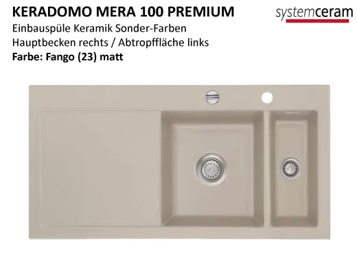 Systemceram KeraDomo MERA 100 Premium Keramiksple / Einbausple in Sonderfarben fr die Kche