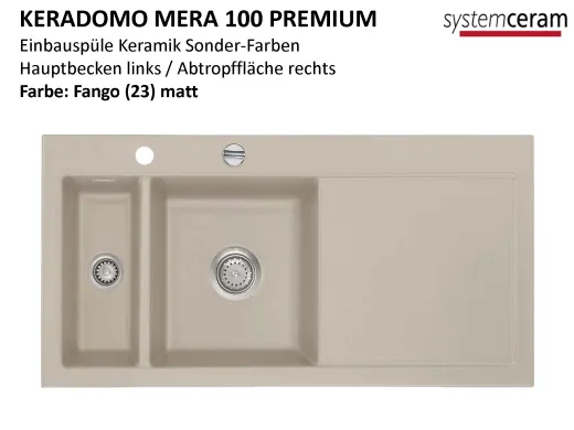 Systemceram KeraDomo MERA 100 Premium Keramiksple / Einbausple in Sonderfarben fr die Kche