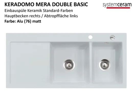 Systemceram KeraDomo MERA DOUBLE Basic Keramiksple / Einbausple in Standardfarben fr die Kche